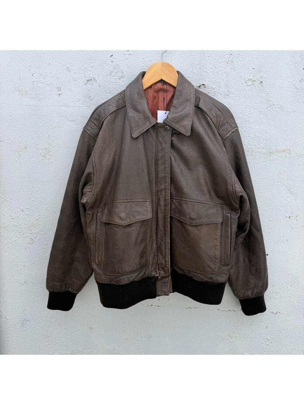 80s A2 Leather Bomber Military Jacket